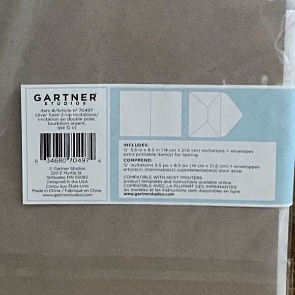 NWT 48 Gartner Studios 2-Up Invitations Silver Swirl 5.5" x 8.5" Anniversary - Picture 6 of 6